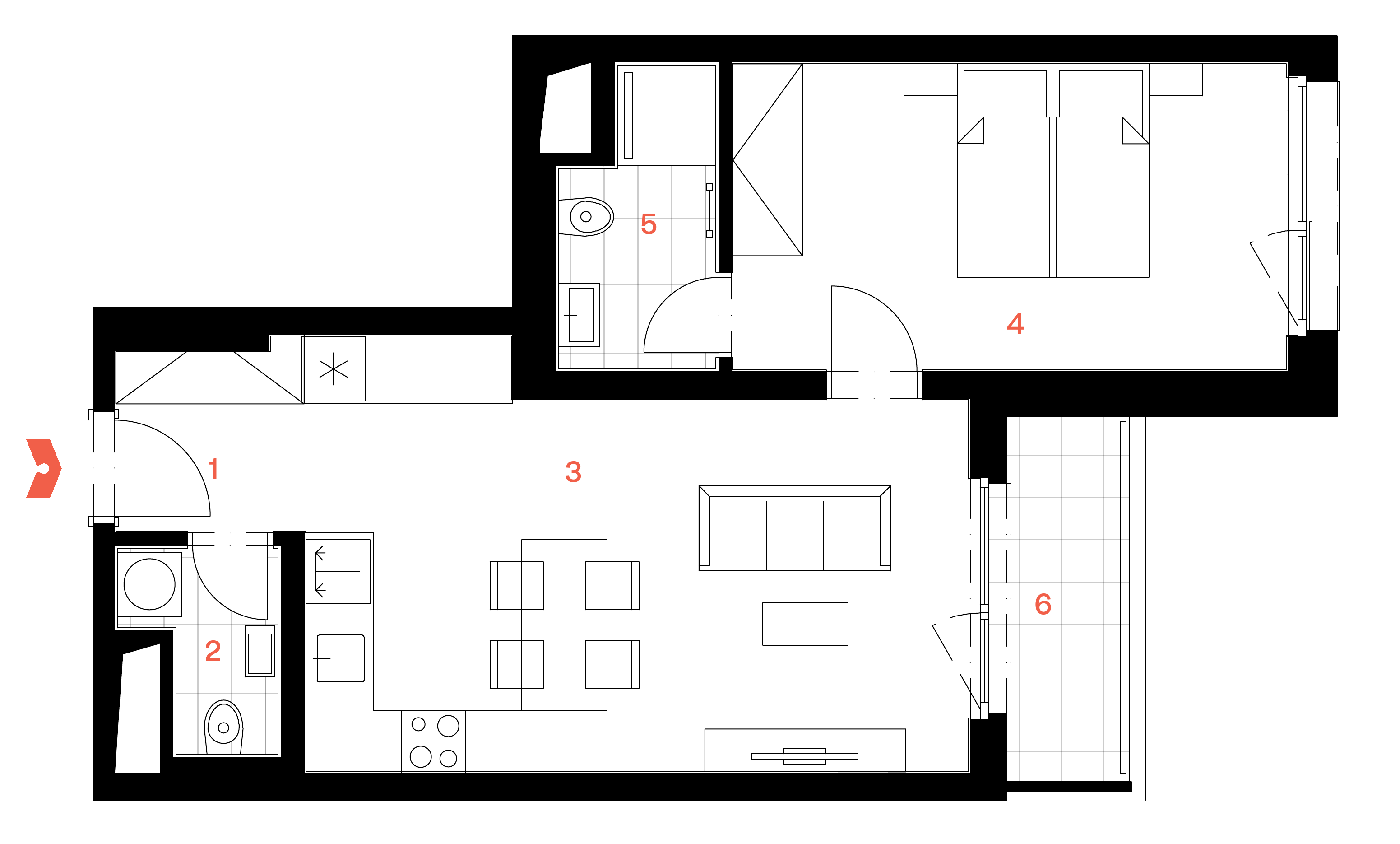 Půdorys bytu B.05.06 – 350613
